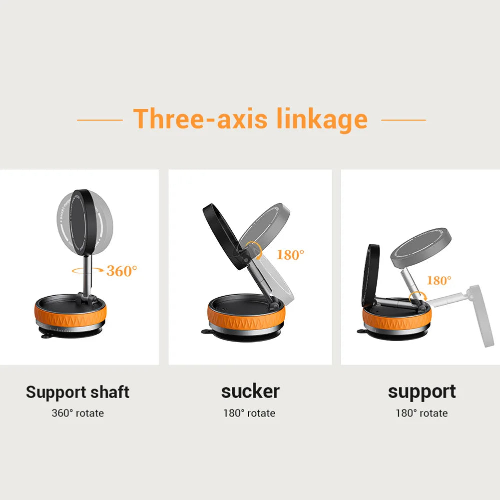 For Magsafe Magnetic Adsorption Vacuum Car Phone Holder 360° Rotatable Folding Suction Cup Navigation Stand Bracket Phone Holder