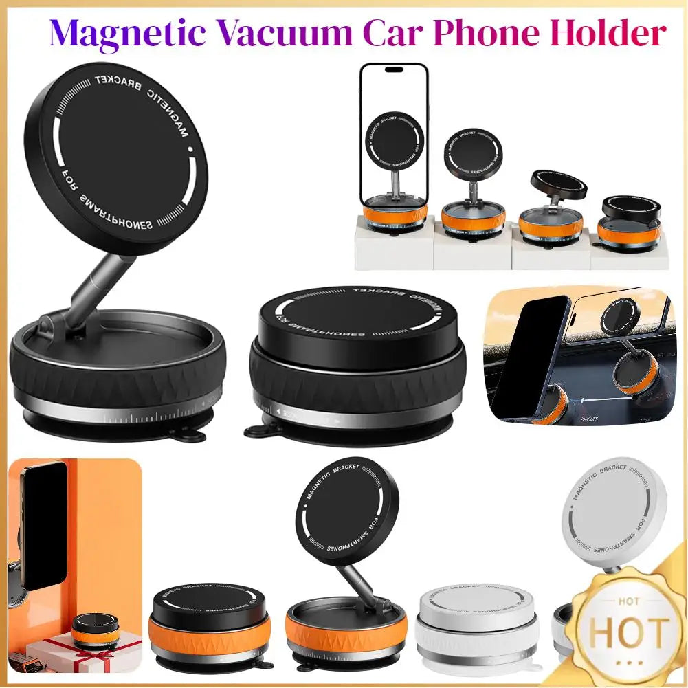 For Magsafe Magnetic Adsorption Vacuum Car Phone Holder 360° Rotatable Folding Suction Cup Navigation Stand Bracket Phone Holder